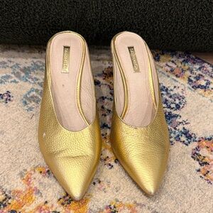 Louise et Cie Metallic Gold Pointed Mules